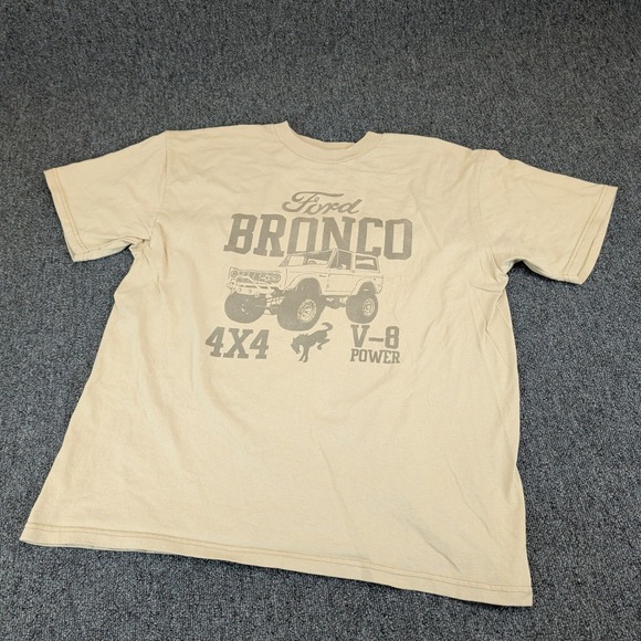 Tee Luv Other - Tee Luv Men Ford Bronco T Shirt Large Cotton Tan 4x4 V-8 Power Graphic Retro Tee